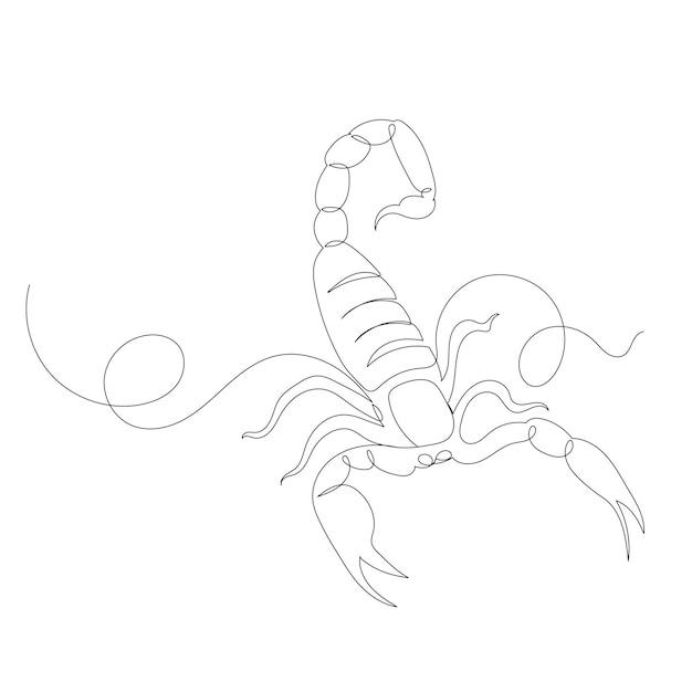 Scorpione uno schizzo di disegno a tratteggio vettore isolato