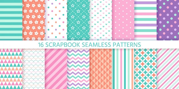 Scrapbook seamless pattern. Colori pastello geometrici