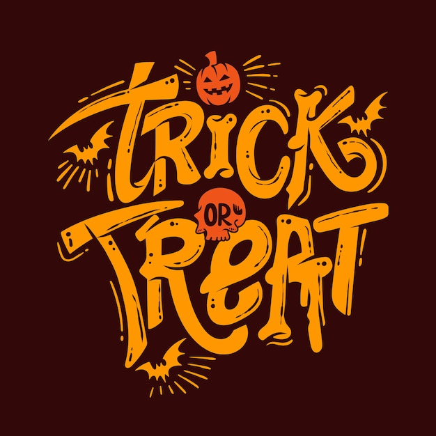 scritte a mano dolcetto o scherzetto testo tipografia di halloween