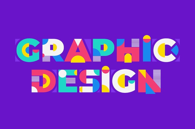 Scritte di design grafico in stile geometrico