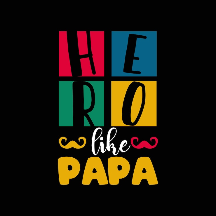Vettore scritte tipografiche hero like papa per t-shirt