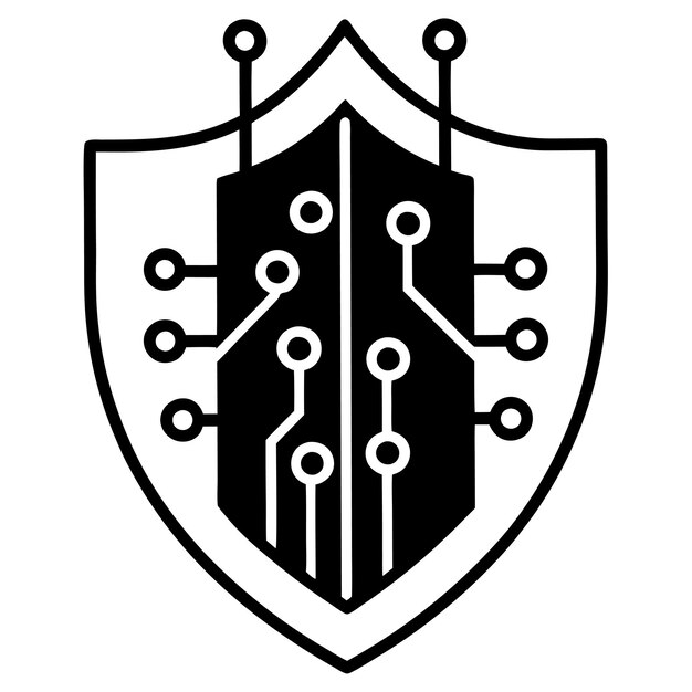 Scudo di sicurezza informatica con codice binario e progettazione di circuiti