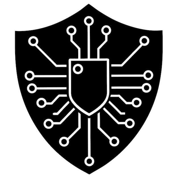 Scudo di sicurezza informatica con codice binario e progettazione di circuiti