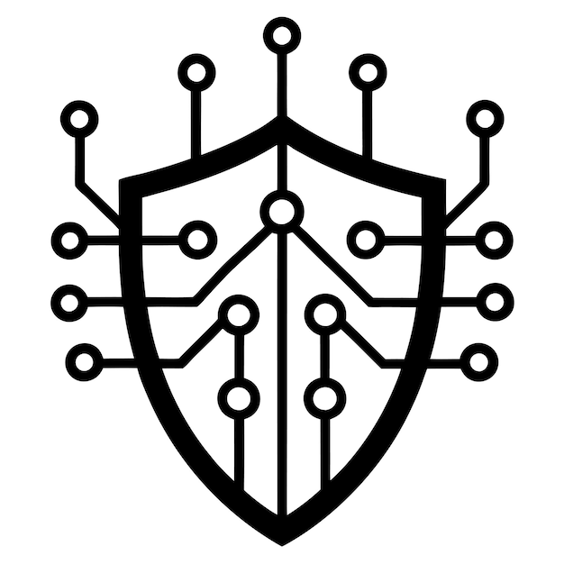 Scudo di sicurezza informatica con codice binario e progettazione di circuiti