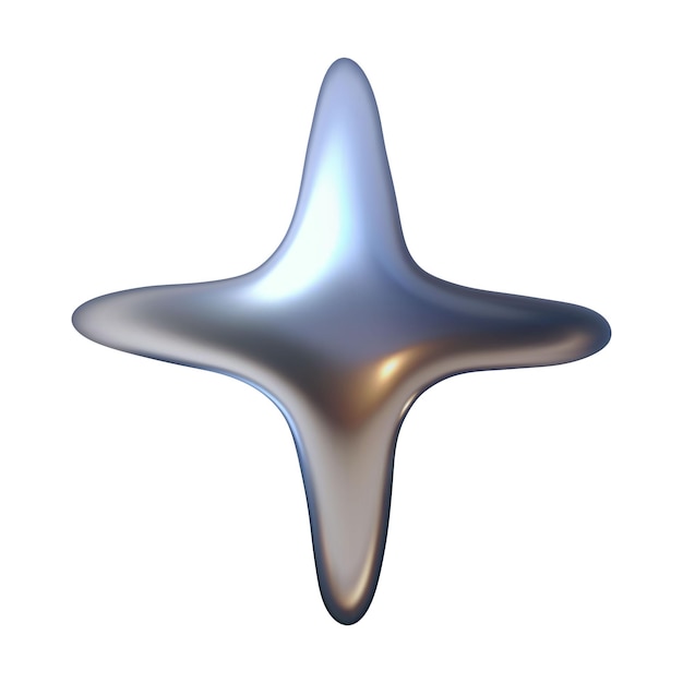 Scultura astratta di stella metallica su bianco
