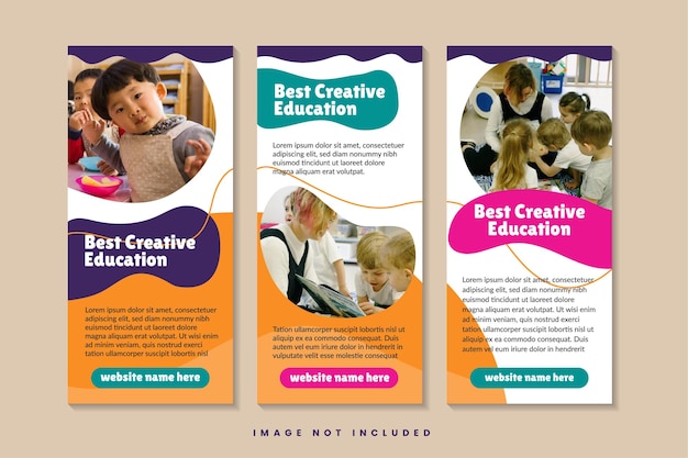 Scuola Ammissione arrotolare la migliore istruzione creativa arrotolare il modello del banner in layout verticale