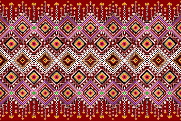Seamless geometrico etnico asiatico orientale e tradizione pattern design per texture e sfondo. Decorazione a motivi in seta e tessuto per moquette, abbigliamento, confezioni e carta da parati
