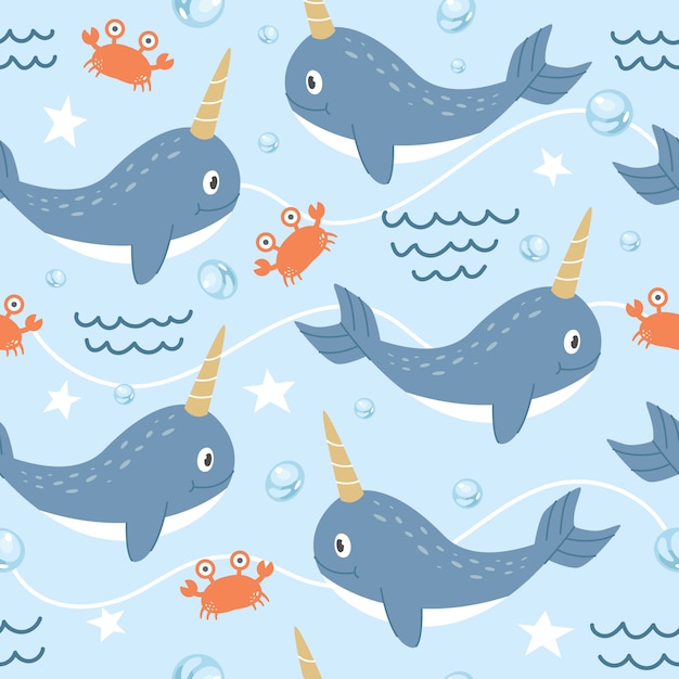 seamless pattern Carino narvalo