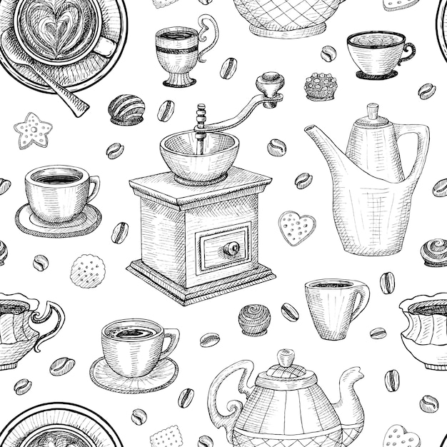 Seamless pattern di caffè