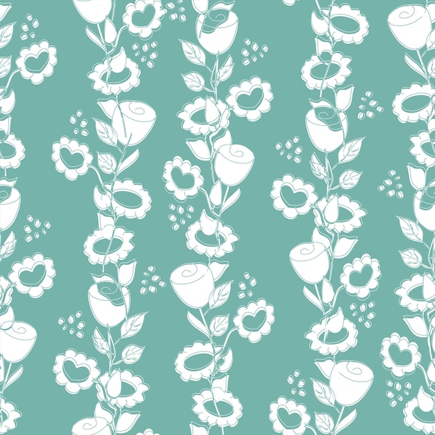 Seamless pattern di sagome di fiori bianchi su sfondo blu Floral background femminile