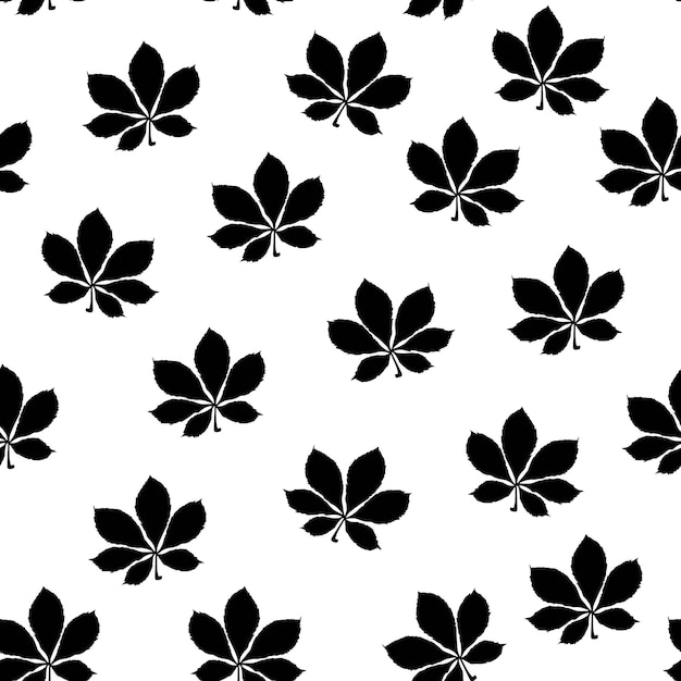 Seamless pattern di sagome di foglie su sfondo bianco Sfondo bianco e nero