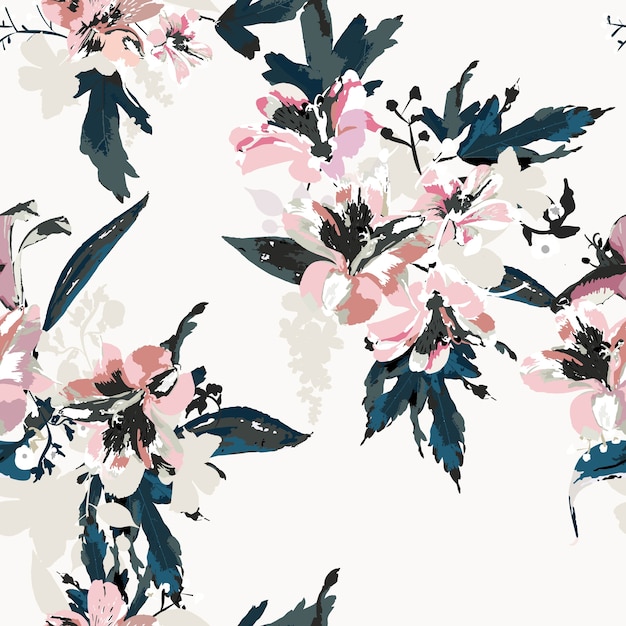 Seamless pattern floreale con fiori