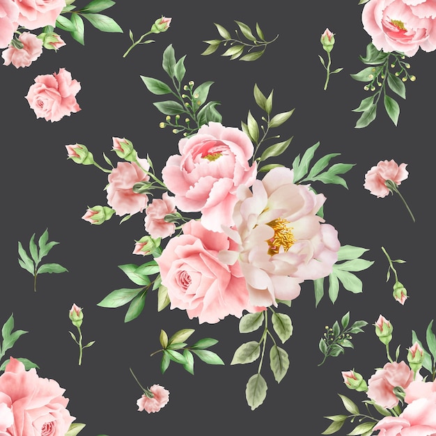 Seamless pattern peonia disegno ad acquerello