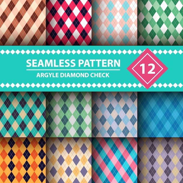 Seamless pattern plaid argyle blu.