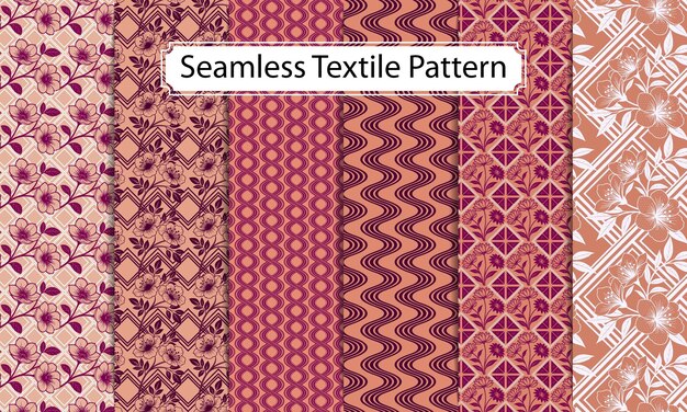Seamless textile pattern with floral and geometric designs