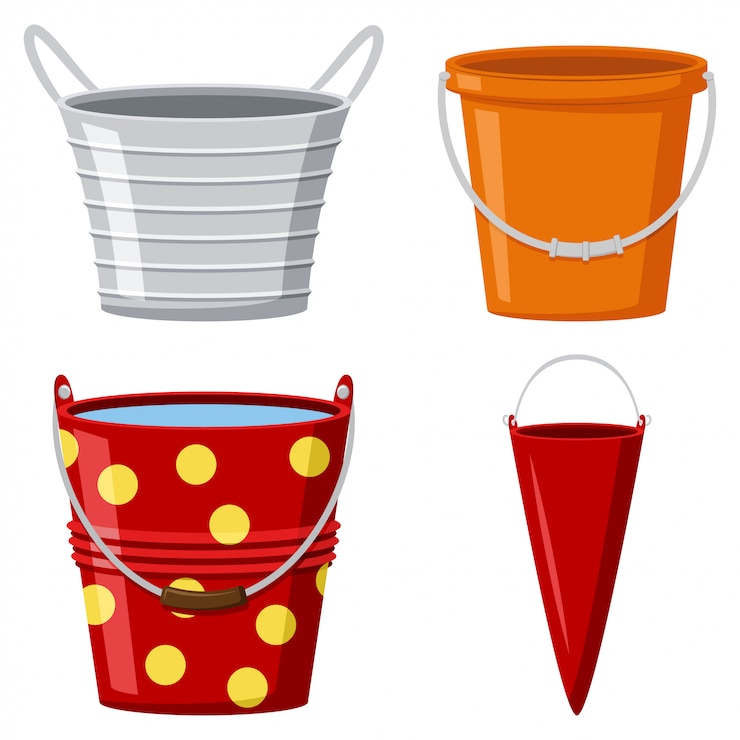 Vettore secchi in metallo e plastica