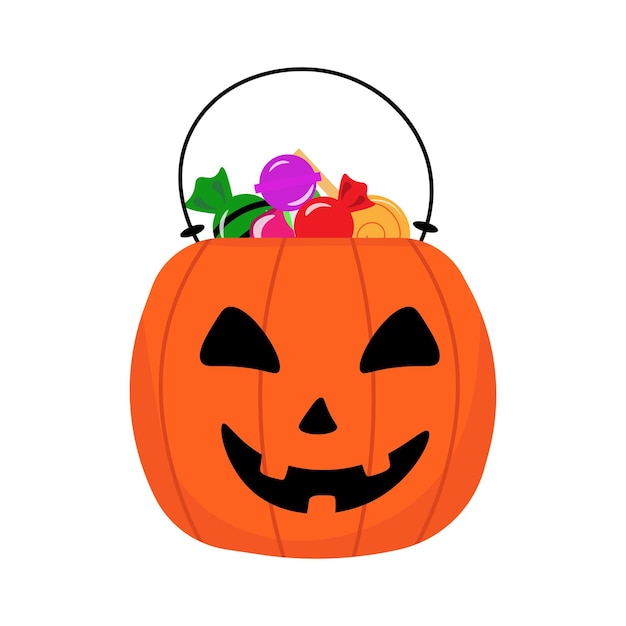 Secchio a forma di zucca con dolci Illustrazione vettoriale