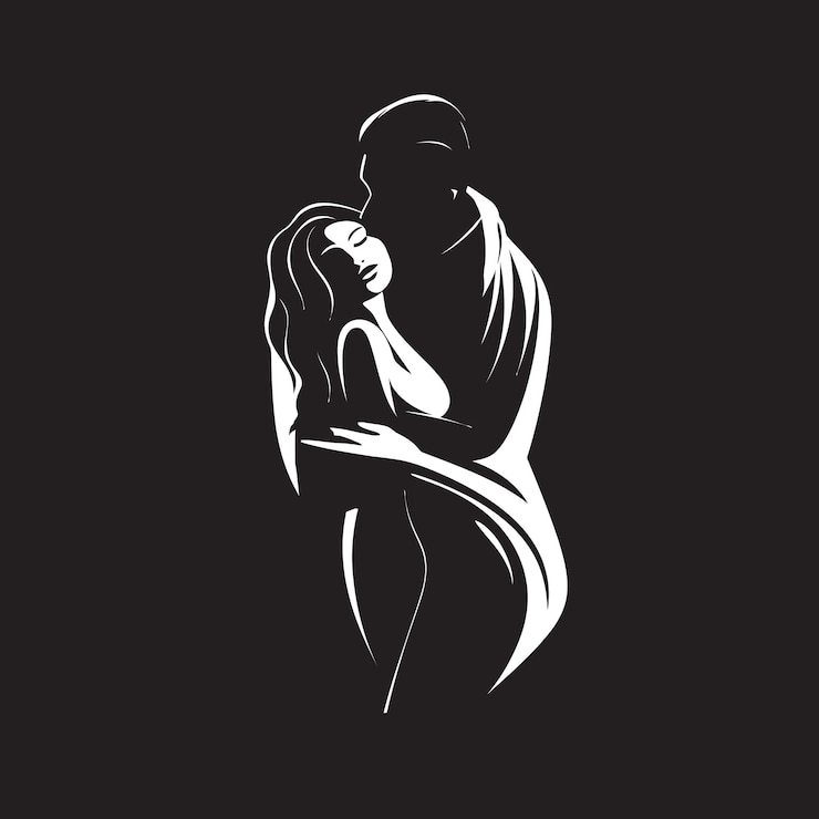 Vettore secure embrace vector black logo design dell'uomo che tiene la donna confortevole iconic black graphic o