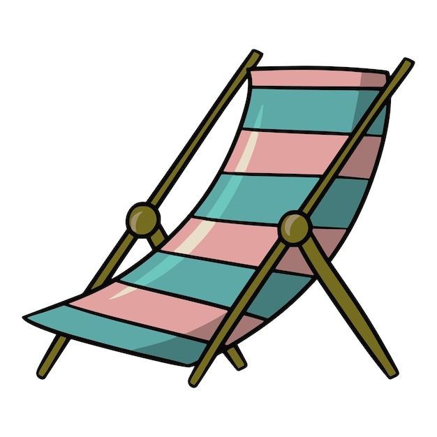 Sedia da spiaggia a righe confortevole chaise longue elemento di design illustrazione vettoriale