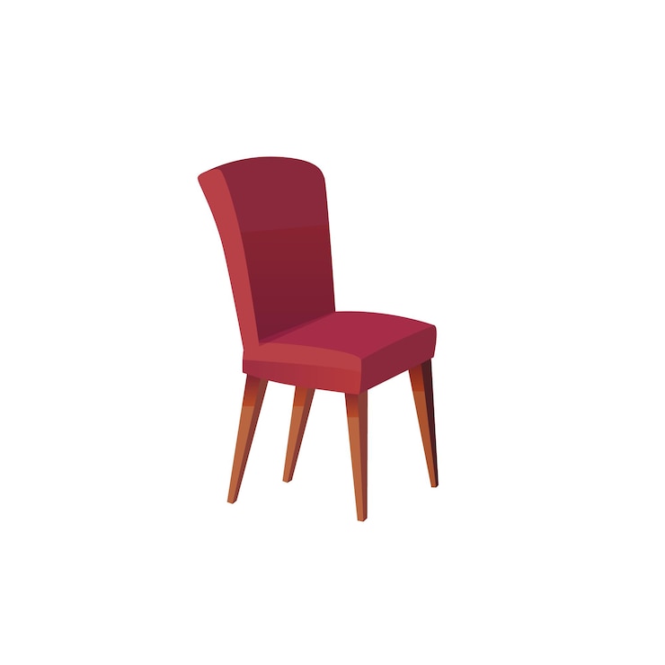 Vettore sedia piatta vettoriale dei cartoni animati isolata su sfondo vuoto: mobili moderni, elementi interni della stanza, concetto di vita domestica di comfort, design di banner di siti web