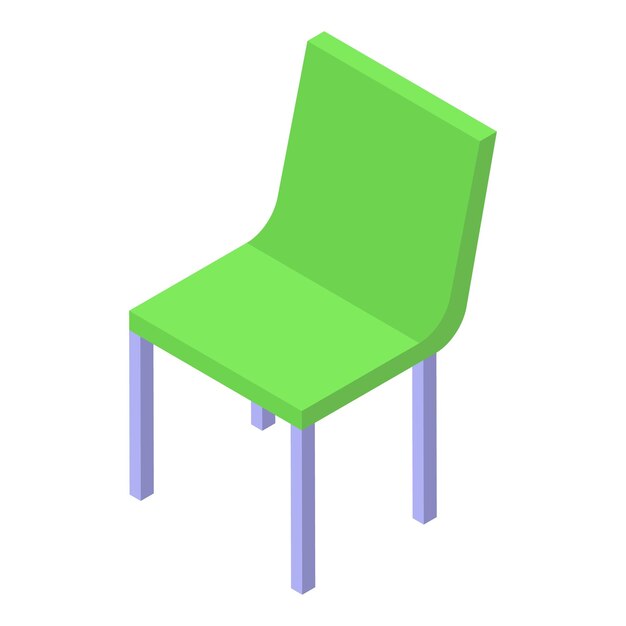 Sedie in plastica verde con gambe in metallo in posizione isometrica