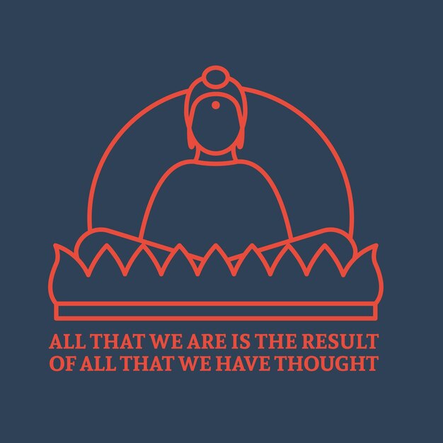 Seduto meditando Buddha Icon Vector design piatto