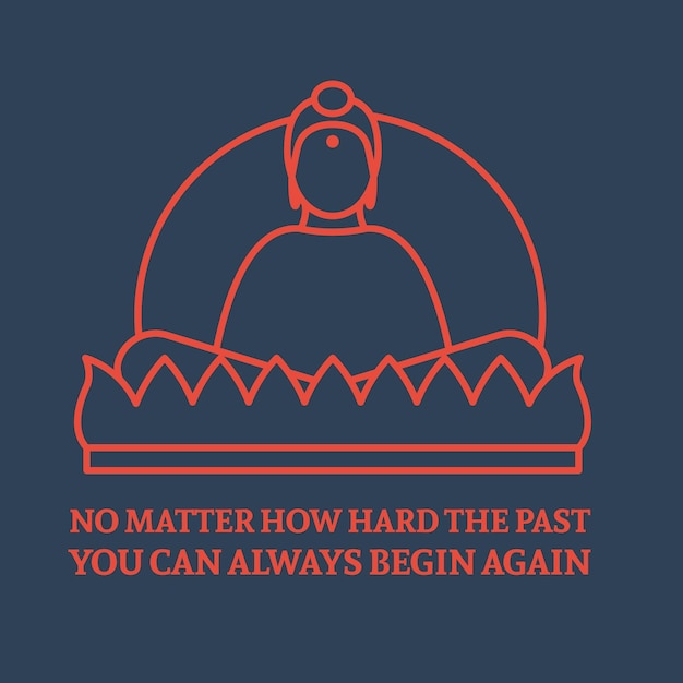 Seduto meditando Buddha Icon Vector design piatto