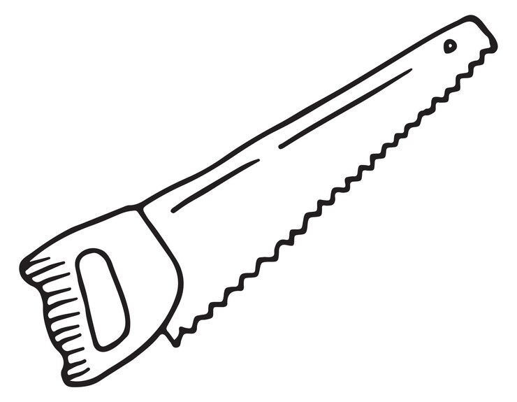 Sega a mano doodle Disegno di utensili per il taglio del legno