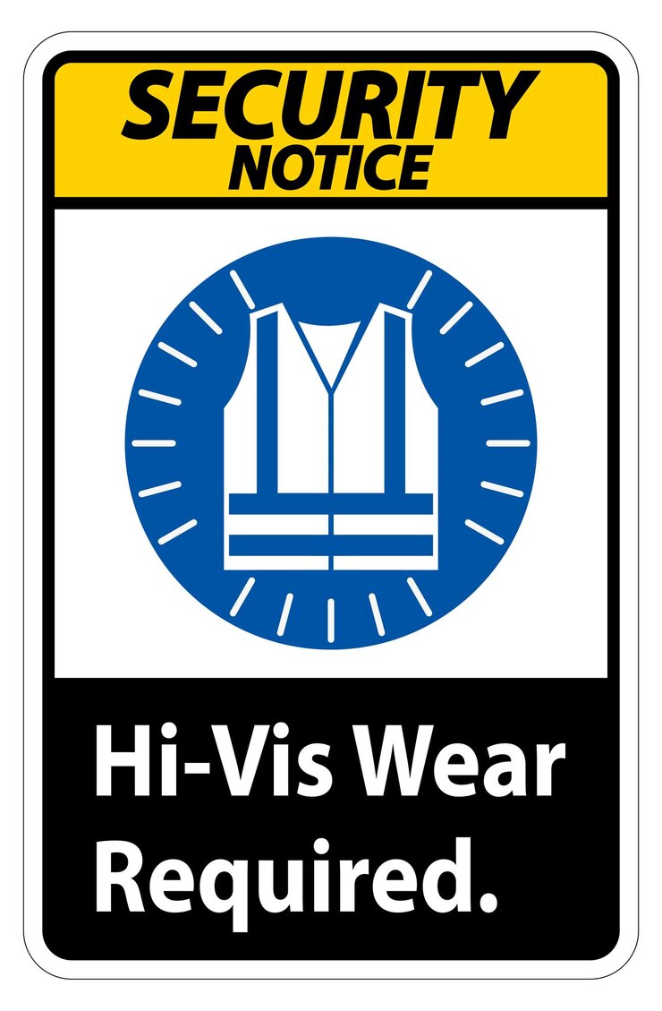 Vettore segnale di avviso di sicurezza wear hivis obbligatorio su sfondo bianco