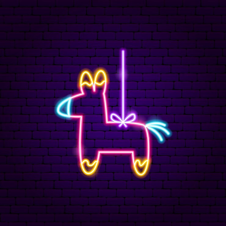 Vettore segno al neon rosa di pinata