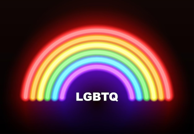 Segno della comunità LGBTQ Vector neon brillano arcobaleno