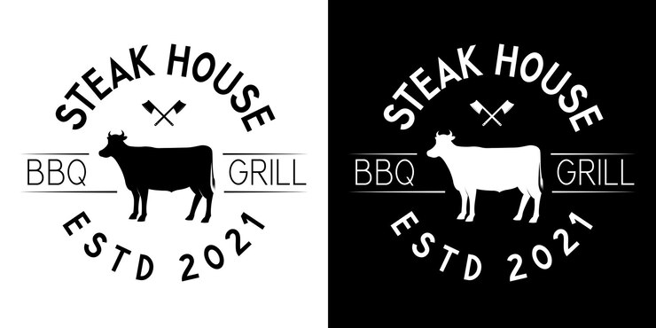 Vettore segno di grill barbecue steakhouse