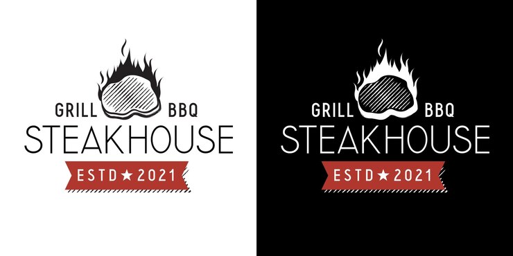 Vettore segno di grill barbecue steakhouse