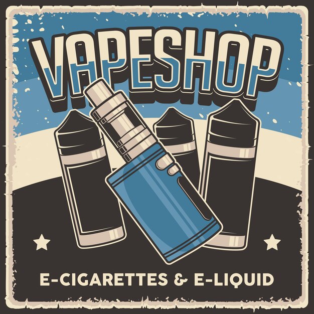 Segno di poster retrò liquido e Vape Mod