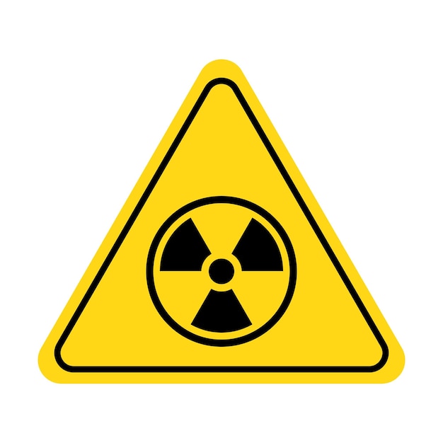 Segno di radiazioni radioattive Icona di energia di radiazione della bomba atomica di avviso di pericolo con il simbolo del triangolo giallo