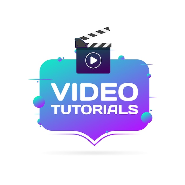 Segno di tutorial video Icona del giocatore viola piatta con pulsante di riproduzione Icona di tutorial video Vettore