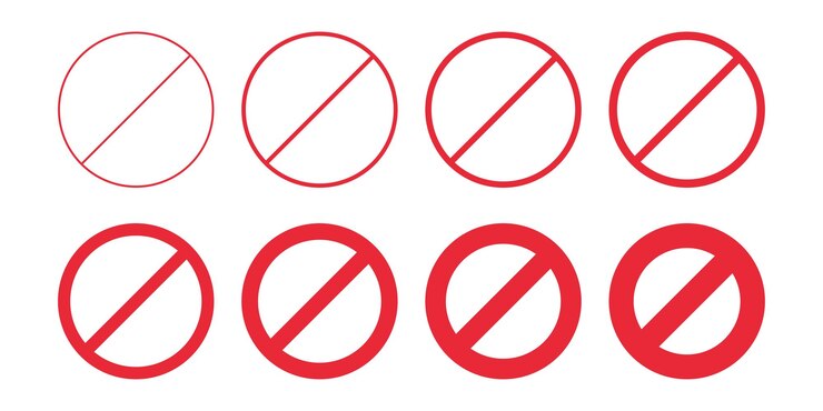 Vettore segno rosso proibito con illustrazione del vettore di peso della linea diversa