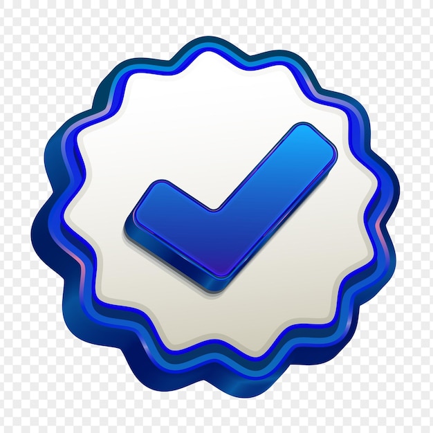 Segno vettoriale del logo verificato con segno di spunta blu isolato