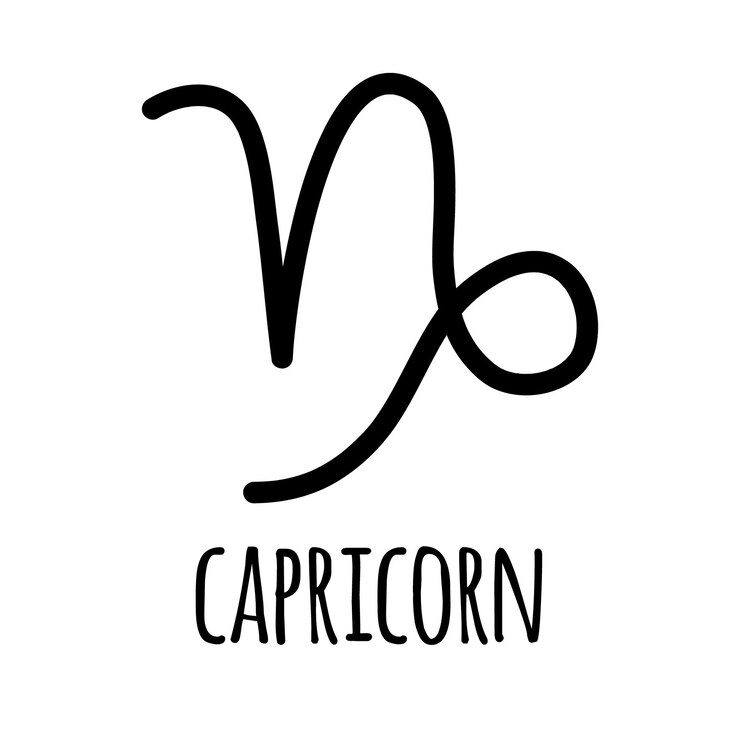 Vettore segno zodiacale astrologico capricorno disegnato a mano vettoriale