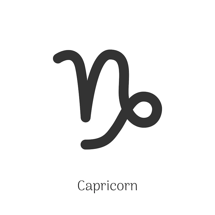Vettore segno zodiacale capricorno isolato su sfondo bianco segno zodiacale per astrologia oroscopo linea zodiacale simbolo stilizzato calendario astrologico pittogramma oroscopo costellazione illustrazione vettoriale