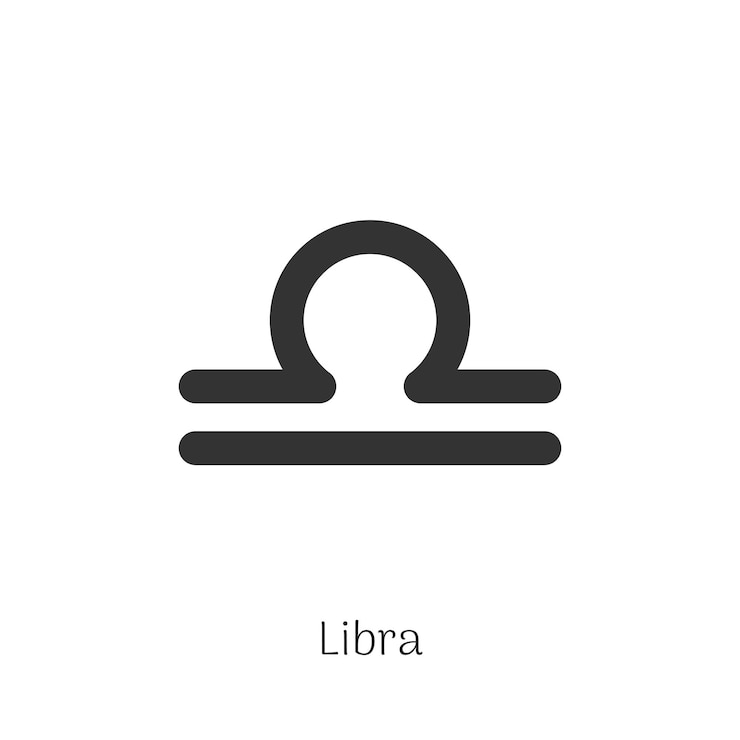 Vettore segno zodiacale della bilancia isolato su sfondo bianco segno stellare per l'astrologia oroscopo linea zodiacale simbolo stilizzato calendario astrologico pittogramma oroscopo costellazione illustrazione vettoriale