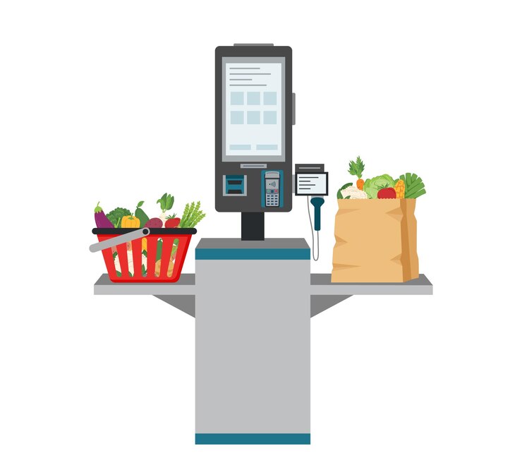Vettore self-checkout con cibo2