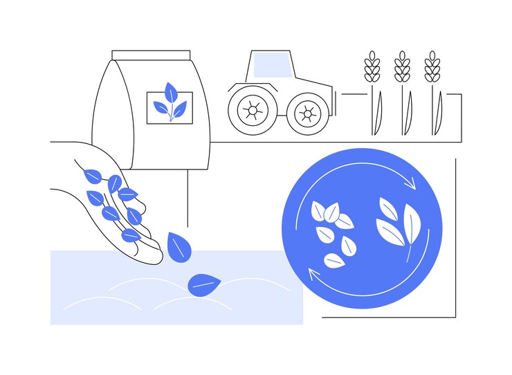 Vettore semina di semi isolati illustrazioni vettoriali di cartoni animati agricoltore che pianta semi sul campo agricoltura