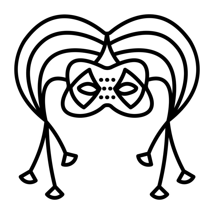 Vettore semplica e creativa maschera da buffone a linea nera