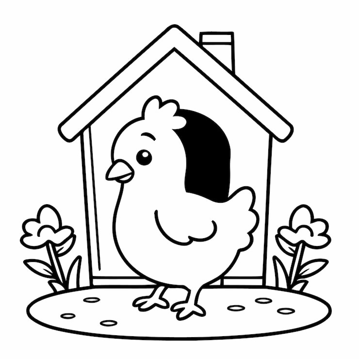 Vettore semplica illustrazione vettoriale dell'attività di colorazione del pollo per bambini