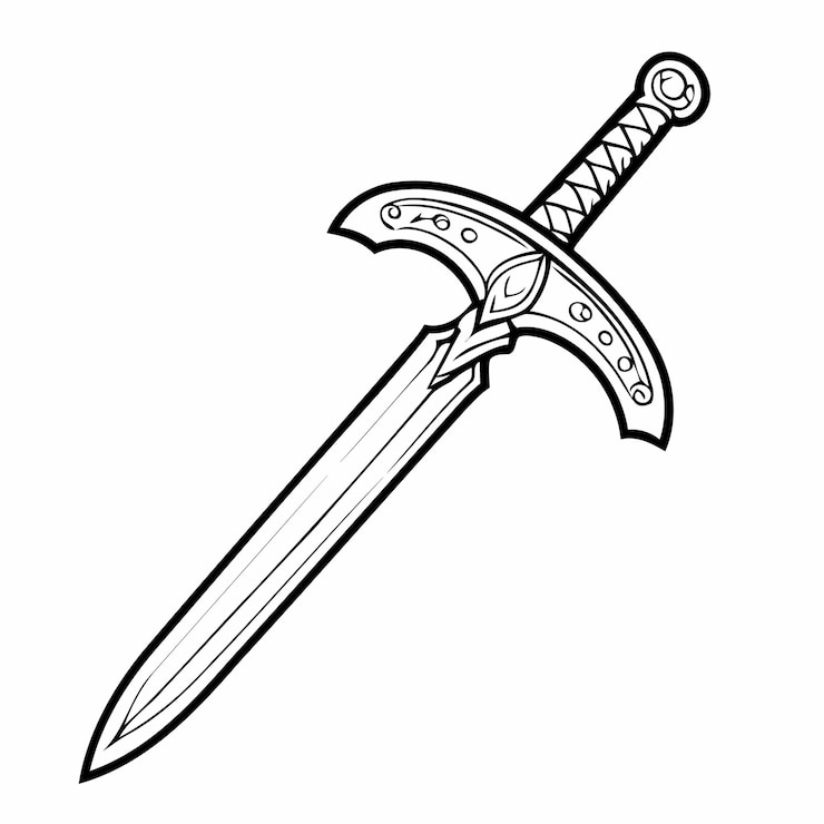 Vettore semplica illustrazione vettoriale di una pagina di spade disegnata a mano per bambini