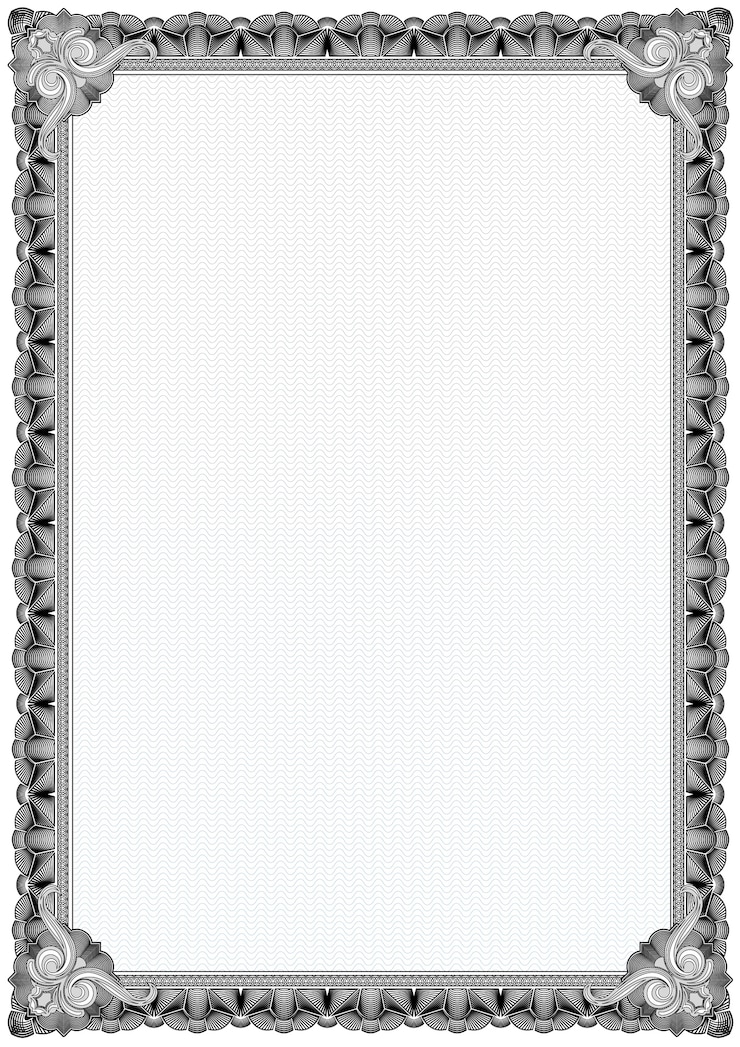 Vettore semplice bordo bianco e nero certificato.