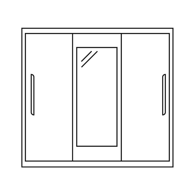 Semplice camera da letto monocromatica armadio scorrevole icona in stile linea Elemento interno vettoriale isolato su sfondo bianco