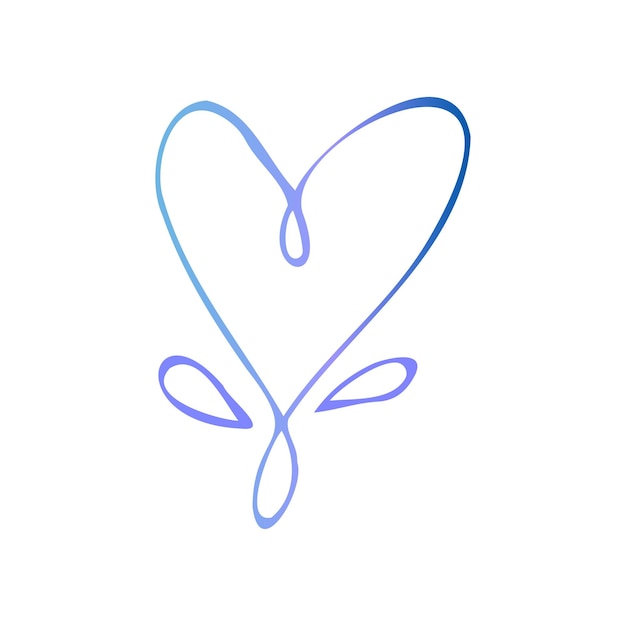 Semplice cuore blu doodle Elemento di design isolato per il matrimonio romantico di San Valentino