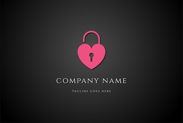 Vettore semplice cuore minimalista love lock sblocca logo design vector